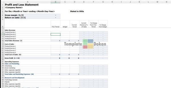 Profit And Loss Statement